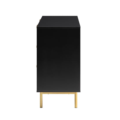 Richmond Ridged Wide Chest of 6 Drawers, Matte Black