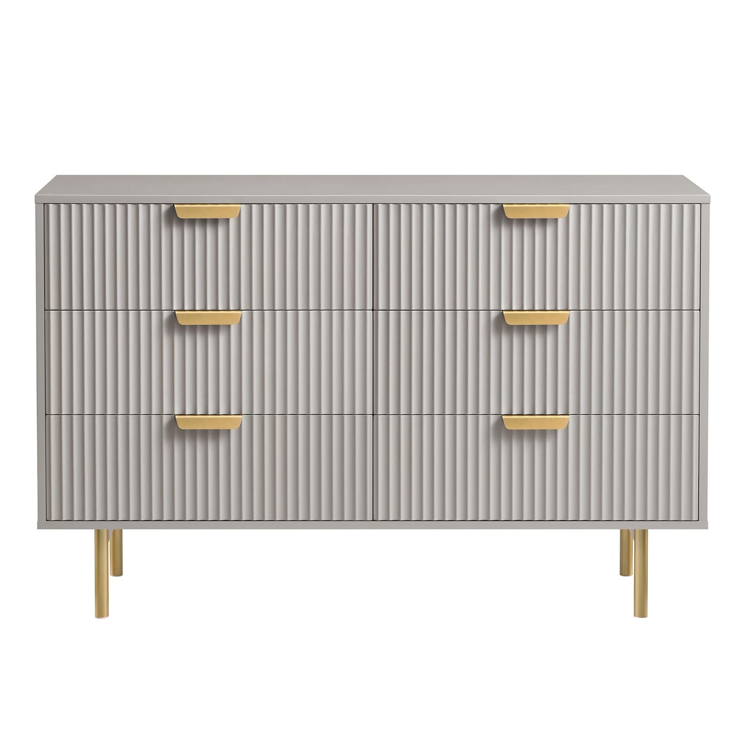 Richmond Ridged Wide Chest of 6 Drawers, Matte Taupe