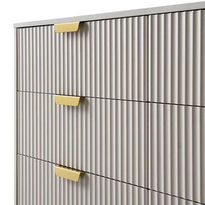 Richmond Ridged Wide Chest of 6 Drawers, Matte Taupe