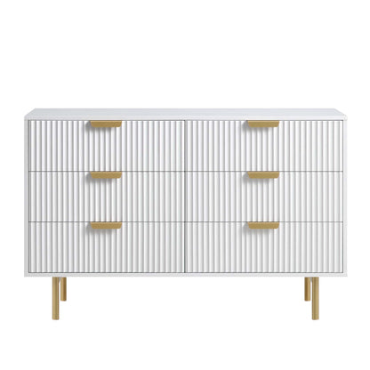 Richmond Ridged Wide Chest of 6 Drawers, Matte White