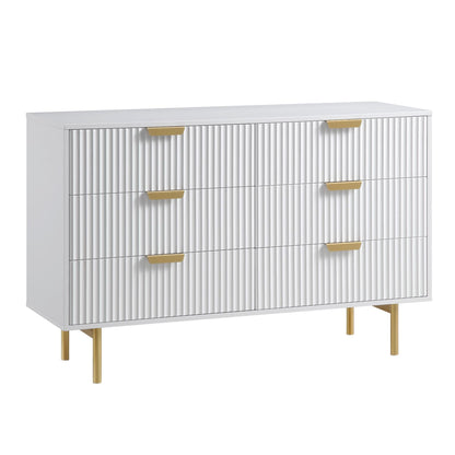 Richmond Ridged Wide Chest of 6 Drawers, Matte White