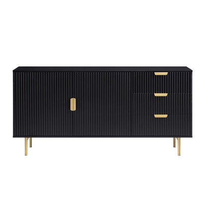 Richmond Ridged Large Sideboard, Matte Black