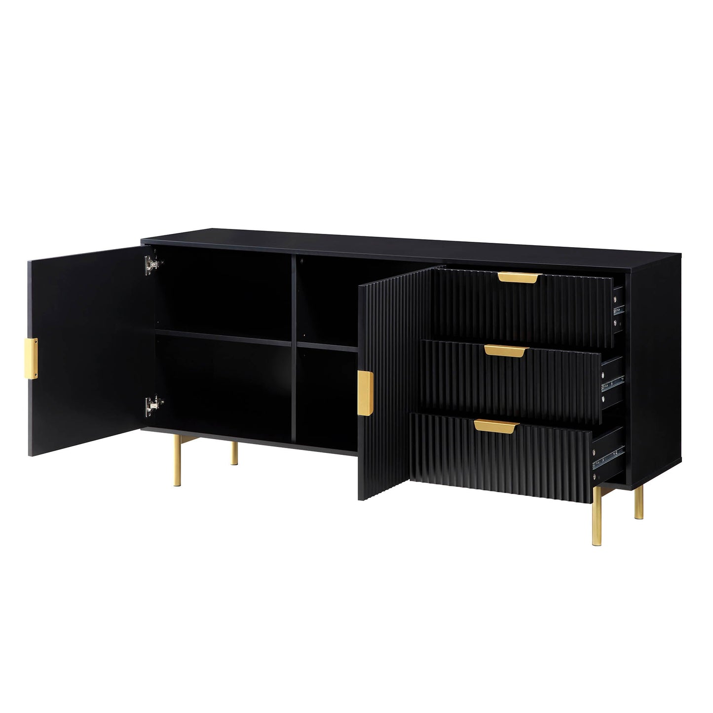 Richmond Ridged Large Sideboard, Matte Black
