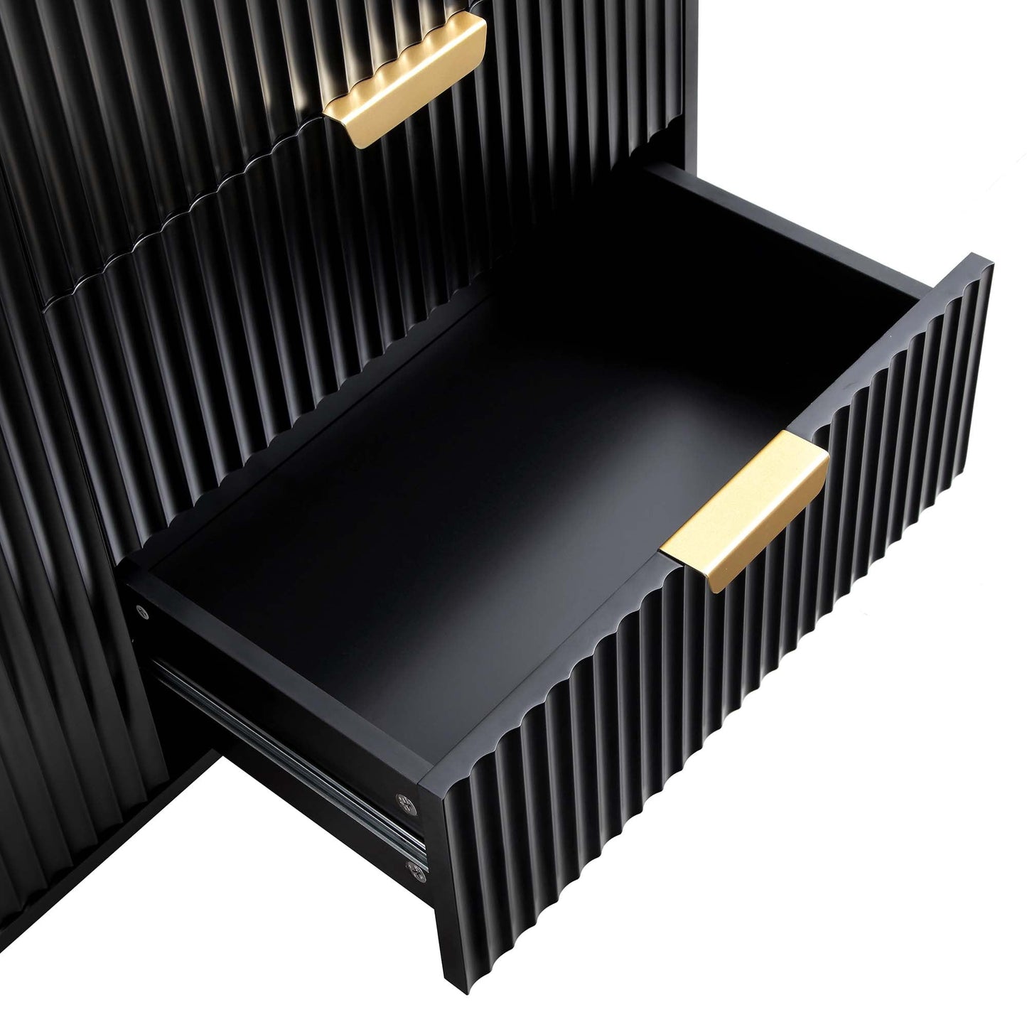 Richmond Ridged Large Sideboard, Matte Black