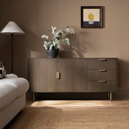 Richmond Ridged Large Sideboard, Dark Ash