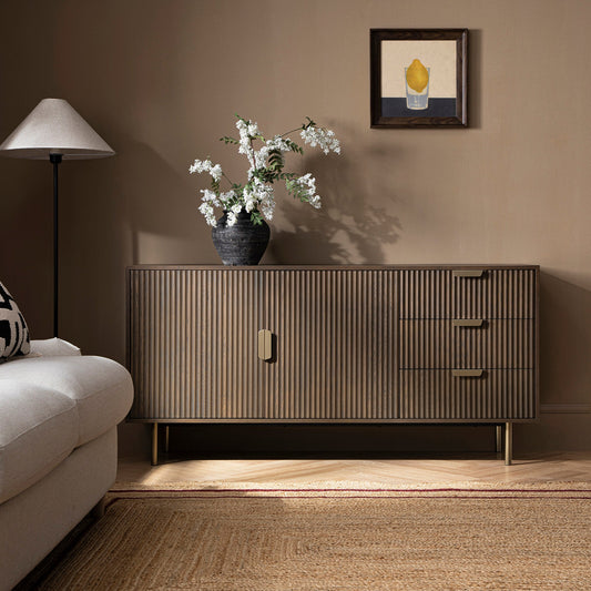 Richmond Ridged Large Sideboard, Dark Ash