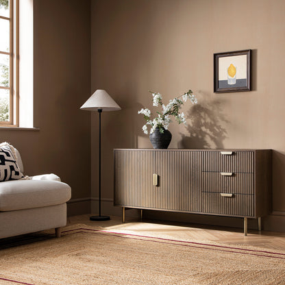 Richmond Ridged Large Sideboard, Dark Ash