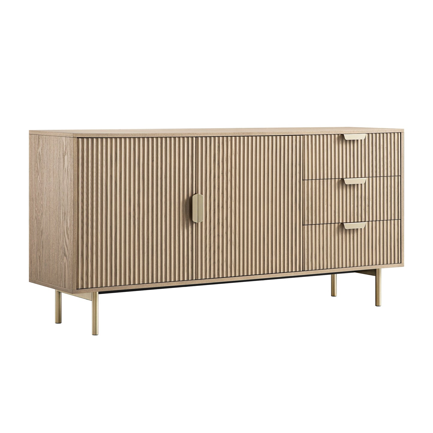 Richmond Ridged Large Sideboard, Light Ash