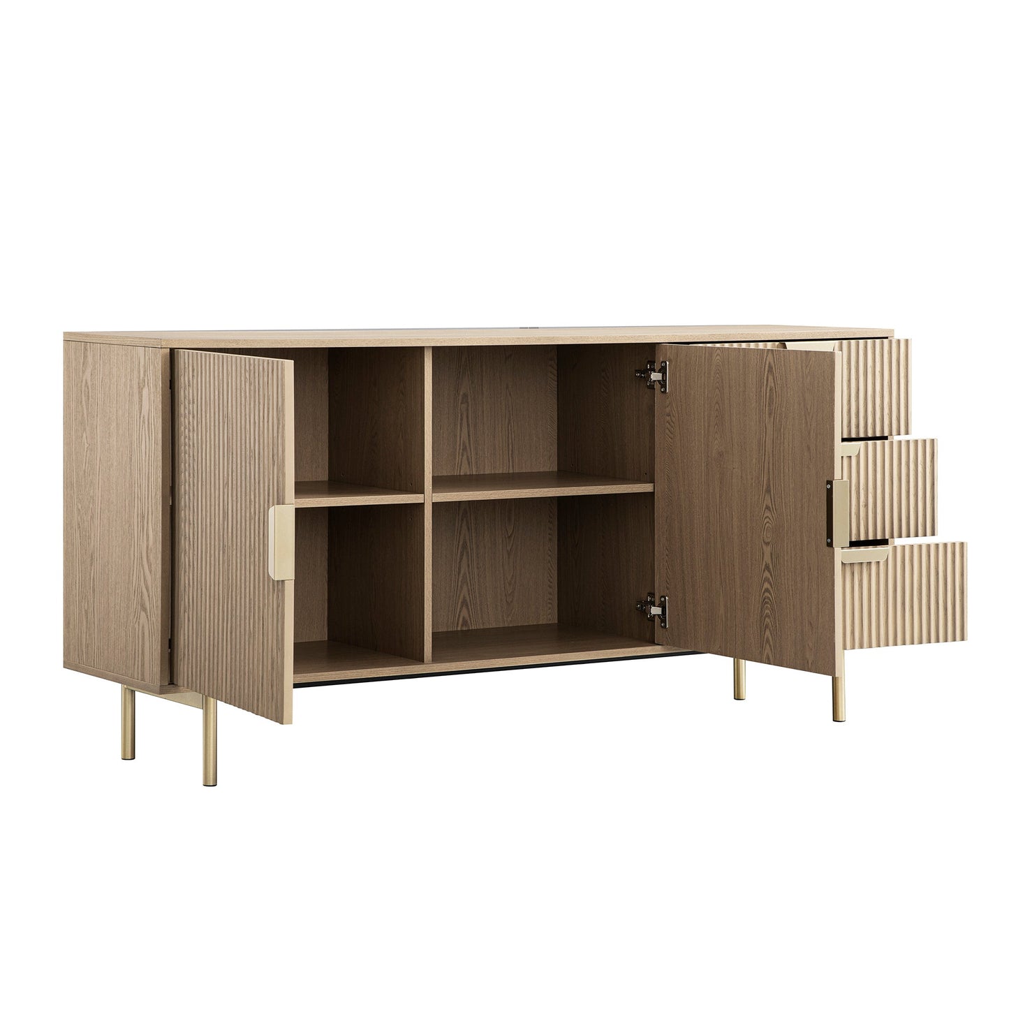 Richmond Ridged Large Sideboard, Light Ash