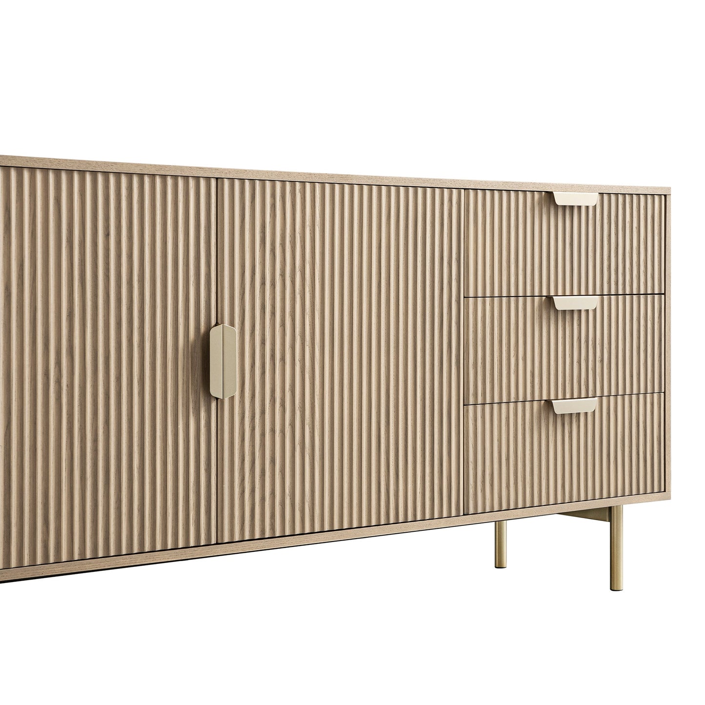 Richmond Ridged Large Sideboard, Light Ash