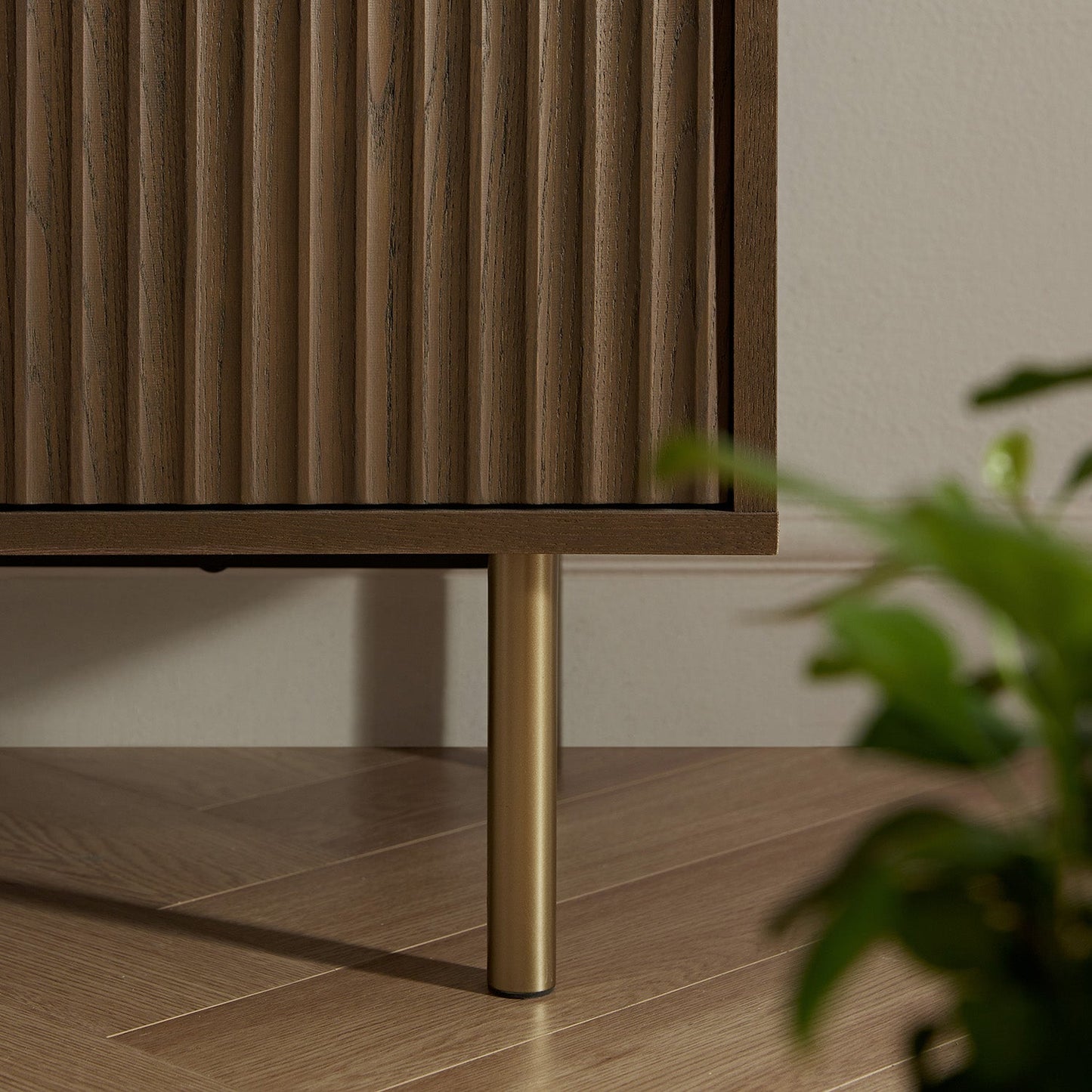 Richmond Ridged Highboard Storage Cabinet, Dark Ash