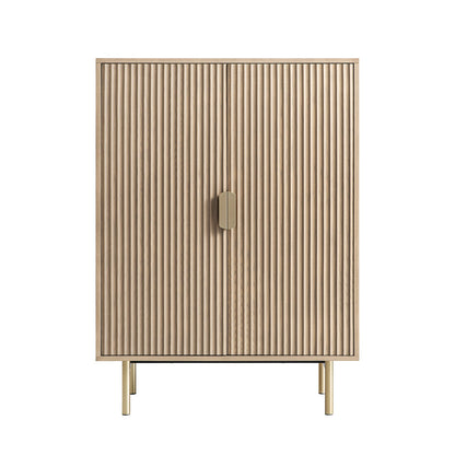 Richmond Ridged Highboard Storage Cabinet, Light Ash