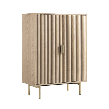 Richmond Ridged Highboard Storage Cabinet, Light Ash