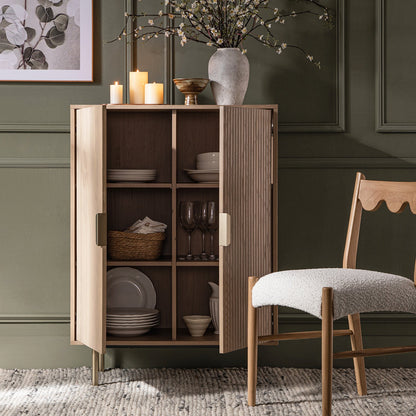Richmond Ridged Highboard Storage Cabinet, Light Ash