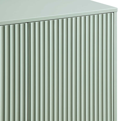 Richmond Ridged Highboard Storage Cabinet, Matte Sage Green