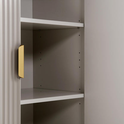 Richmond Ridged Highboard Storage Cabinet, Matte Taupe