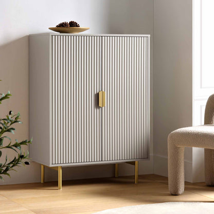 Richmond Ridged Highboard Storage Cabinet, Matte Taupe