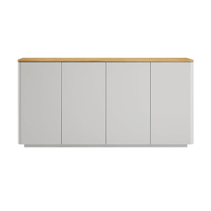 Agnes Curved Edge 150cm Wide Sideboard, Dove Grey with Oak Top
