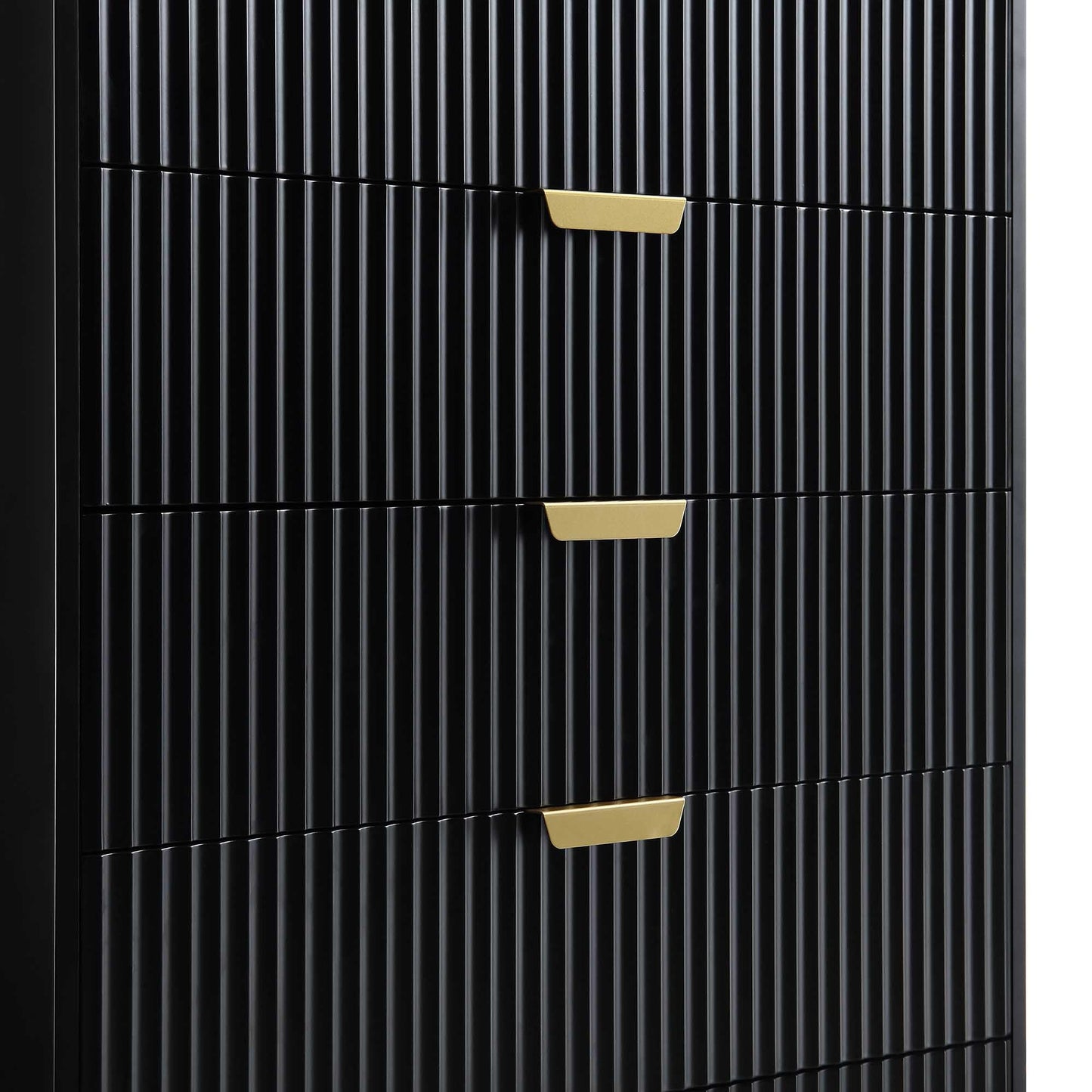 Richmond Ridged Chest of 5 Drawers, Matte Black