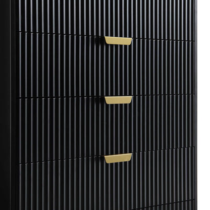 Richmond Ridged Chest of 5 Drawers, Matte Black