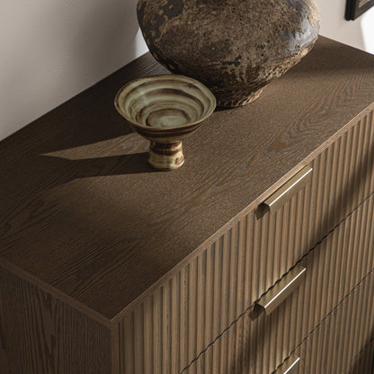 Richmond Ridged Chest of 5 Drawers, Dark Ash