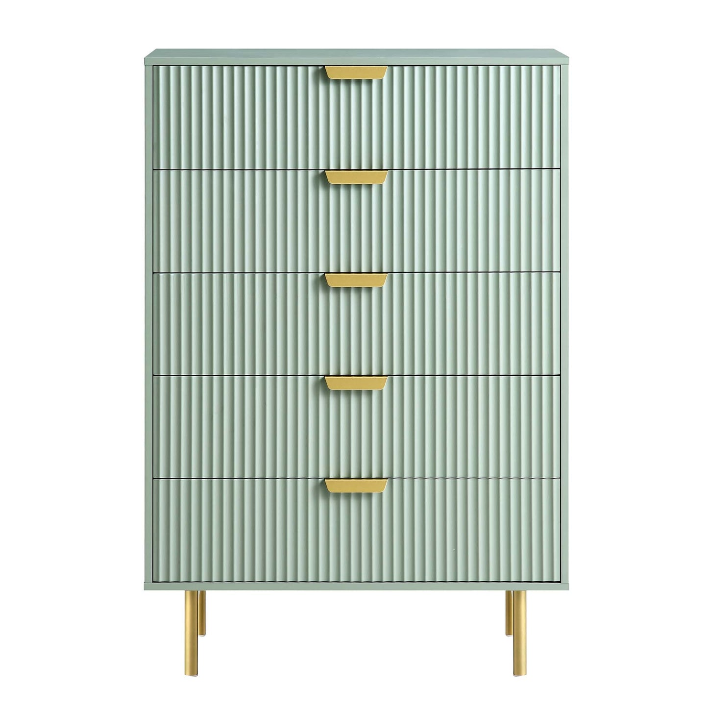 Richmond Ridged Chest of 5 Drawers, Matte Sage Green