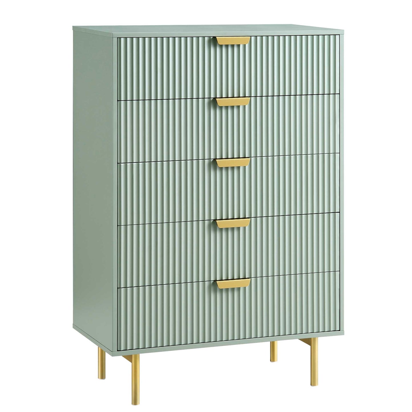 Richmond Ridged Chest of 5 Drawers, Matte Sage Green