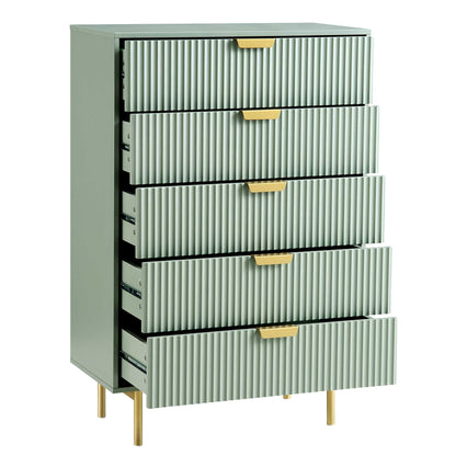 Richmond Ridged Chest of 5 Drawers, Matte Sage Green