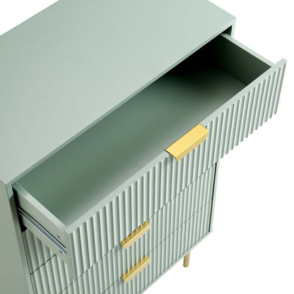 Richmond Ridged Chest of 5 Drawers, Matte Sage Green