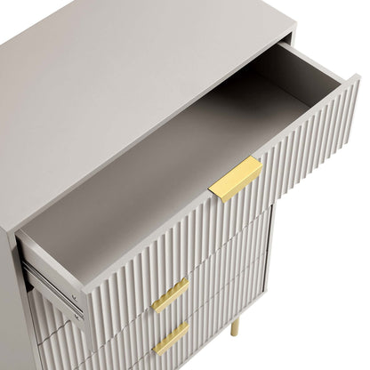 Richmond Ridged Chest of 5 Drawers, Matte Taupe