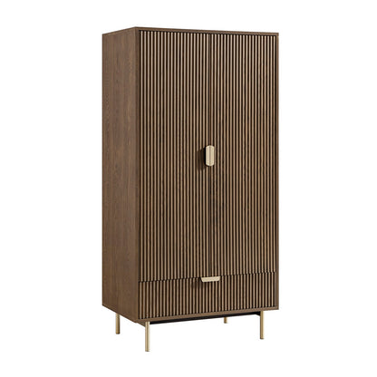 Richmond Ridged Double Wardrobe with Drawer, Dark Ash
