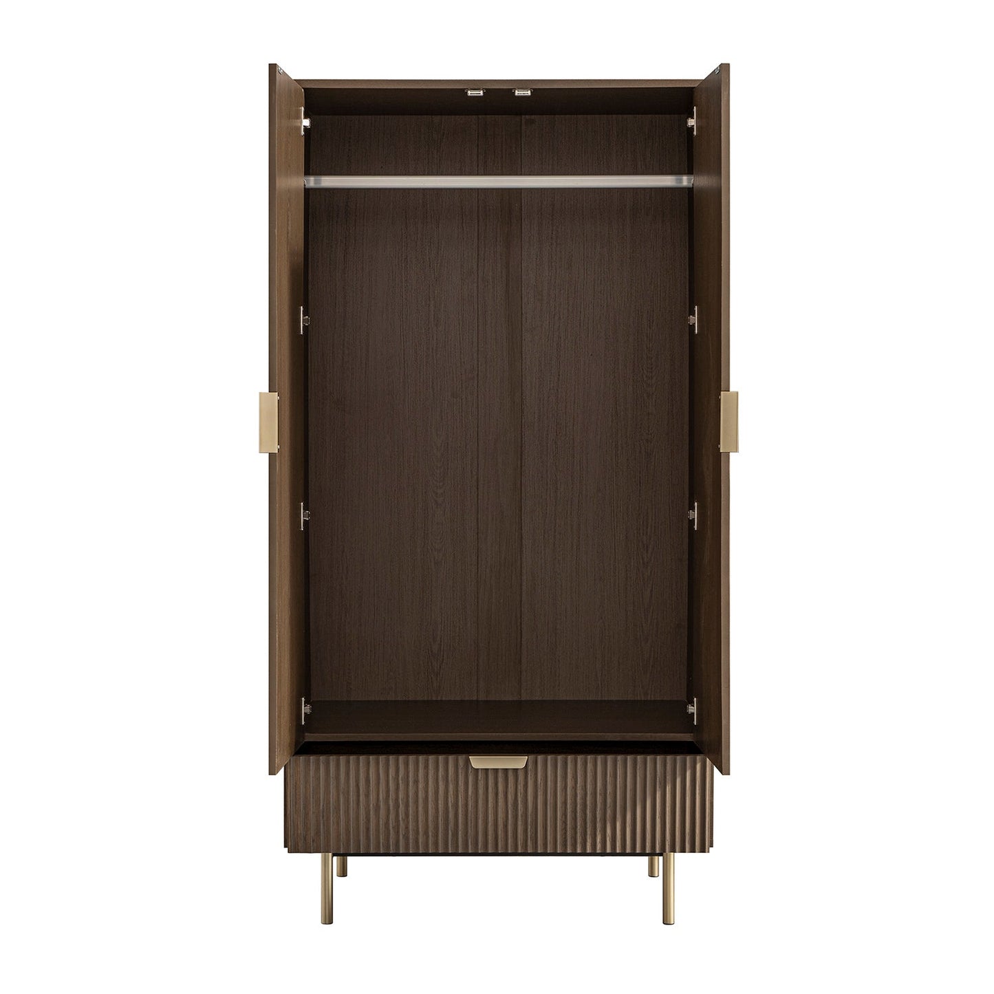 Richmond Ridged Double Wardrobe with Drawer, Dark Ash