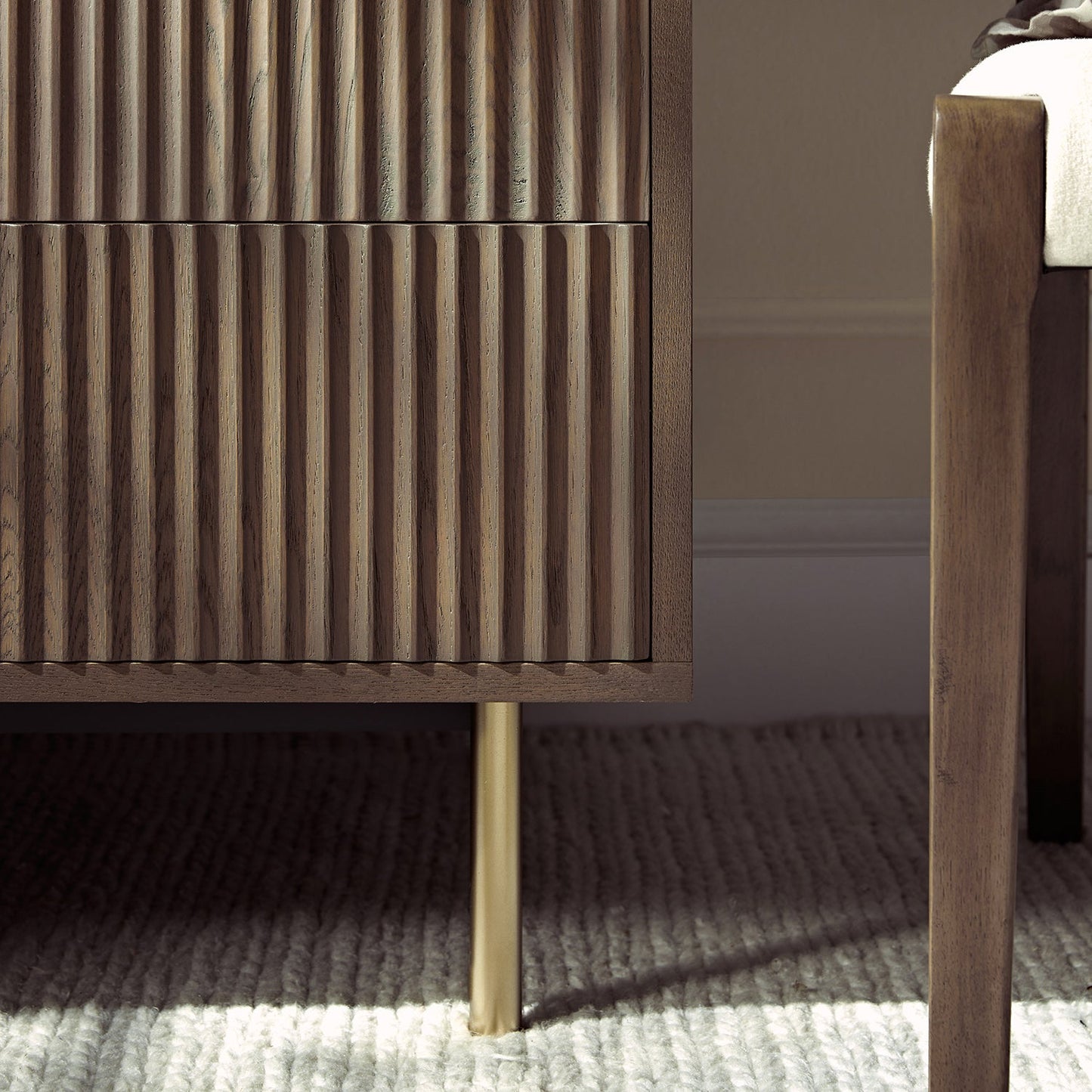 Richmond Ridged Double Wardrobe with Drawer, Dark Ash