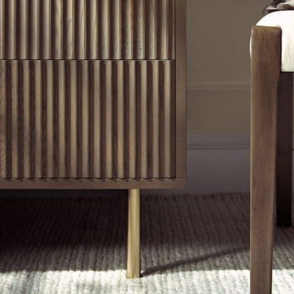 Richmond Ridged Double Wardrobe with Drawer, Dark Ash