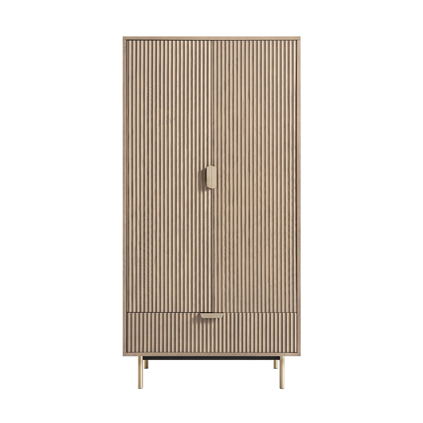 Richmond Ridged Double Wardrobe with Drawer, Light Ash