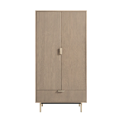 Richmond Ridged Double Wardrobe with Drawer, Light Ash