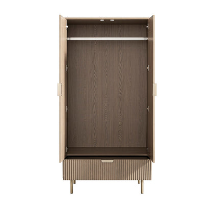Richmond Ridged Double Wardrobe with Drawer, Light Ash