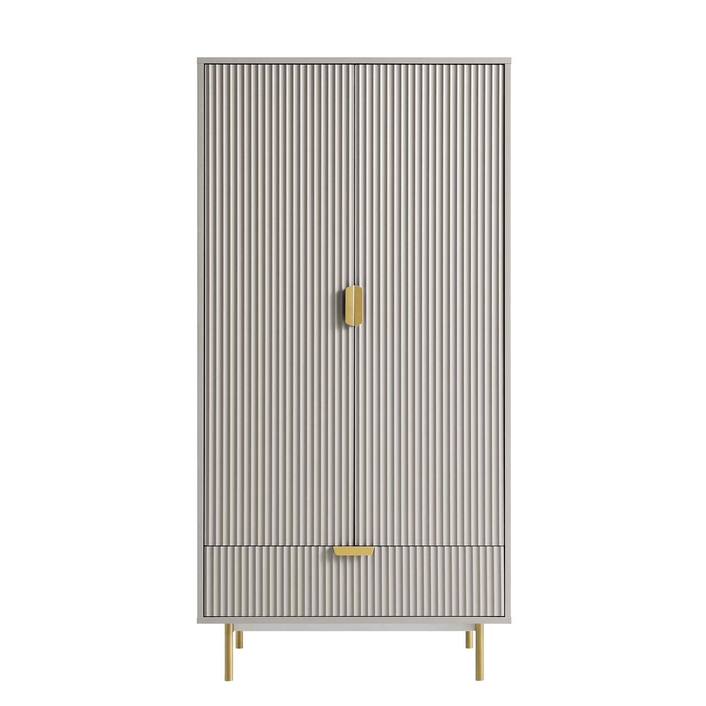 Richmond Ridged Double Wardrobe with Drawer, Matte Taupe