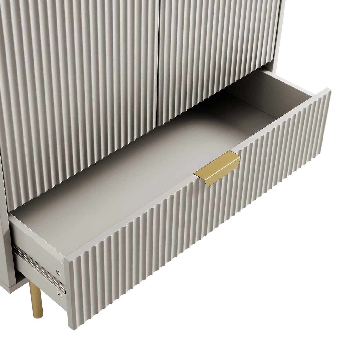 Richmond Ridged Double Wardrobe with Drawer, Matte Taupe