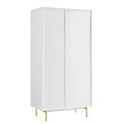 Richmond Ridged Double Wardrobe with Drawer, Matte White