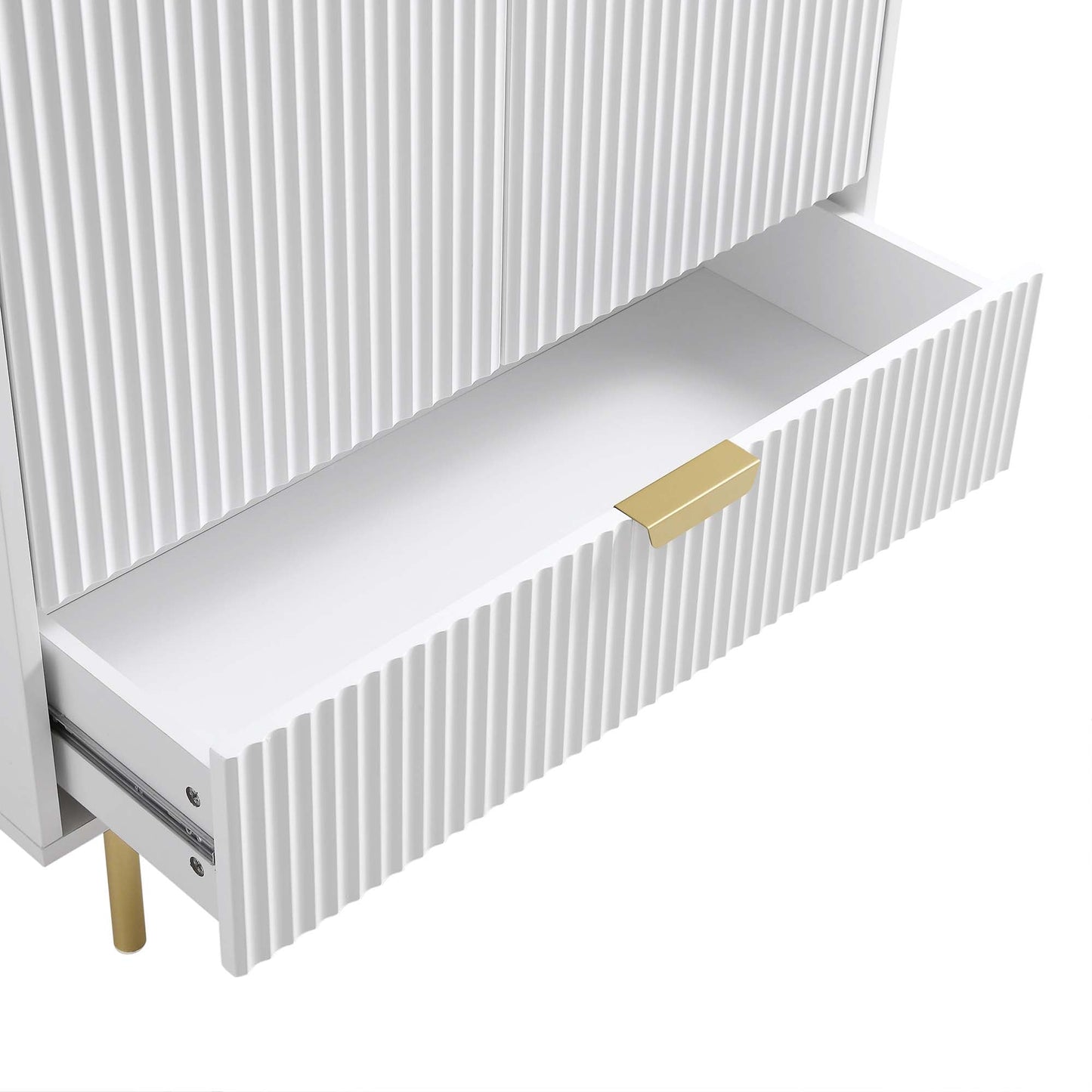 Richmond Ridged Double Wardrobe with Drawer, Matte White