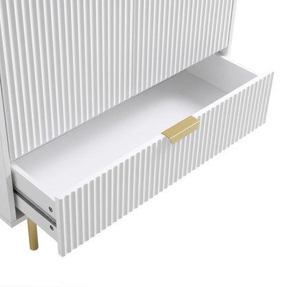 Richmond Ridged Double Wardrobe with Drawer, Matte White