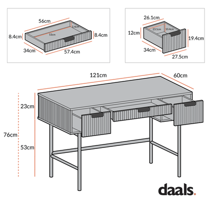 Richmond Ridged Dressing Table, Matte Taupe