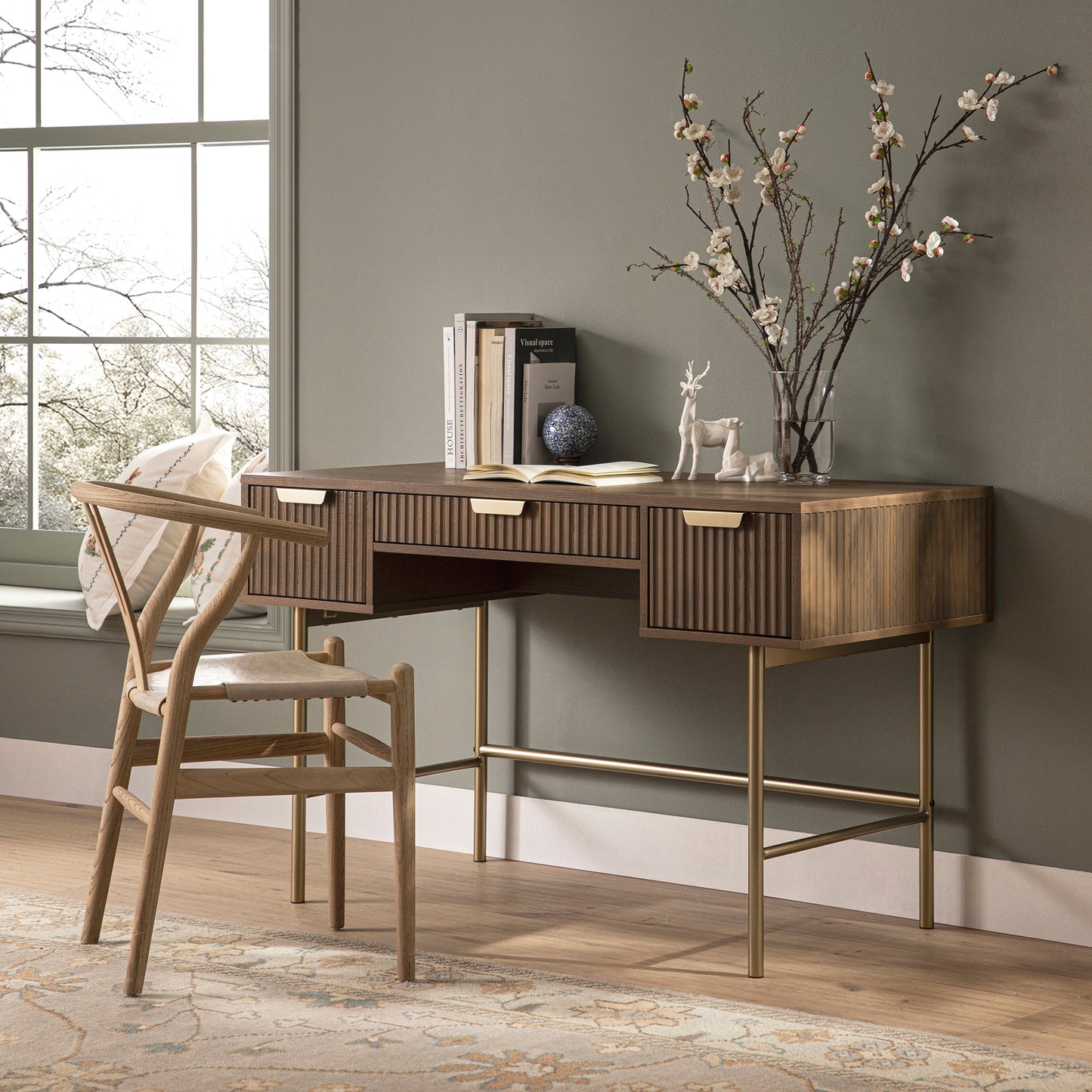 Richmond Ridged Dressing Table, Dark Ash