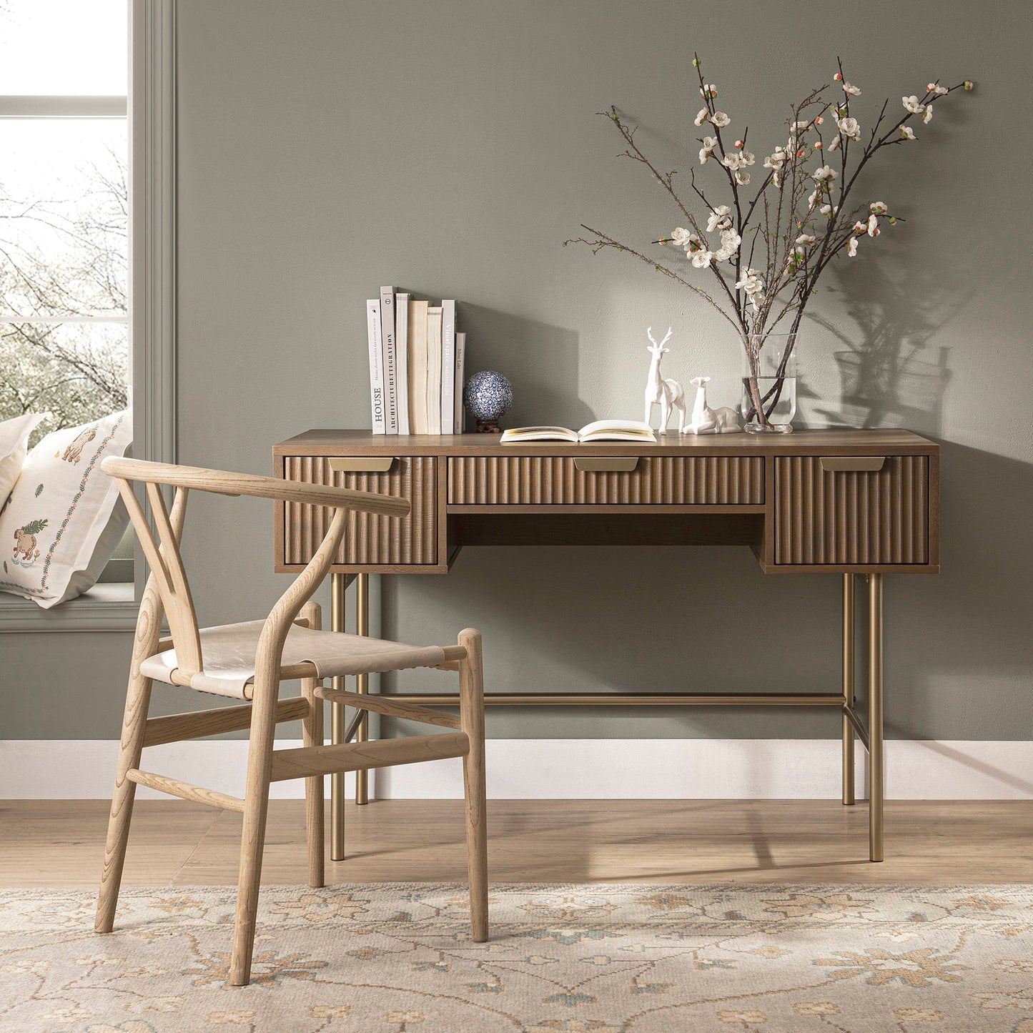 Richmond Ridged Dressing Table, Dark Ash