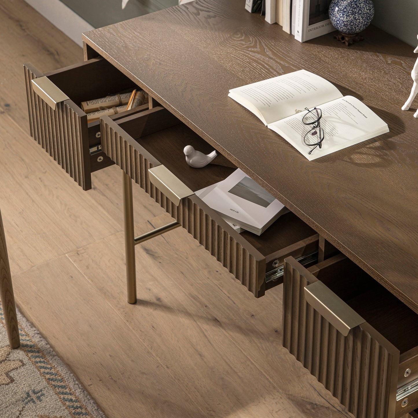 Richmond Ridged Dressing Table, Dark Ash