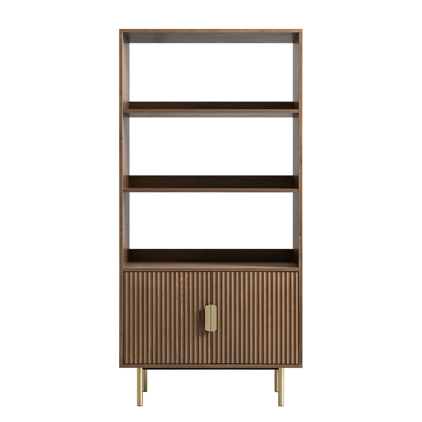 Richmond Ridged Tall Bookcase with Doors, Dark Ash