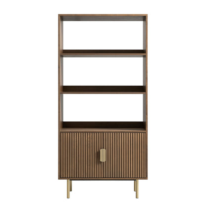 Richmond Ridged Tall Bookcase with Doors, Dark Ash