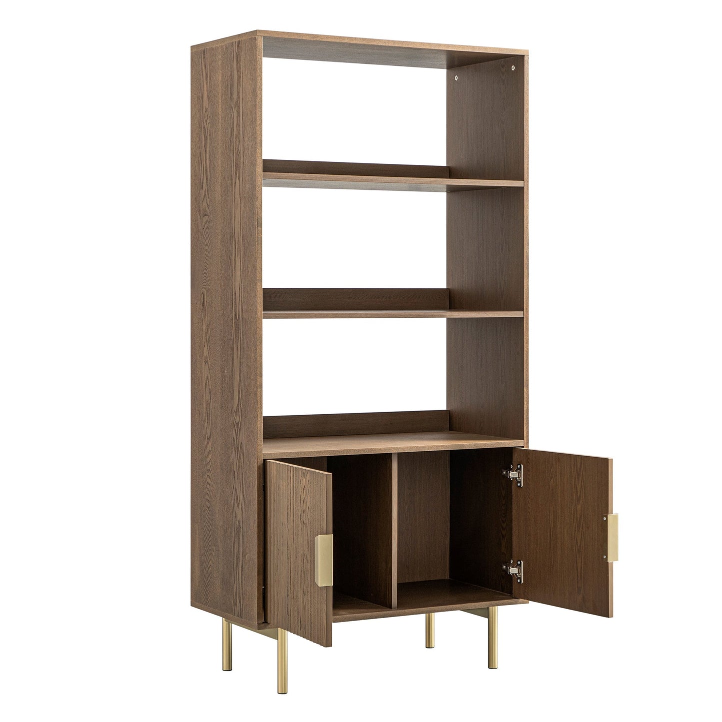 Richmond Ridged Tall Bookcase with Doors, Dark Ash