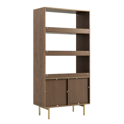 Richmond Ridged Tall Bookcase with Doors, Dark Ash